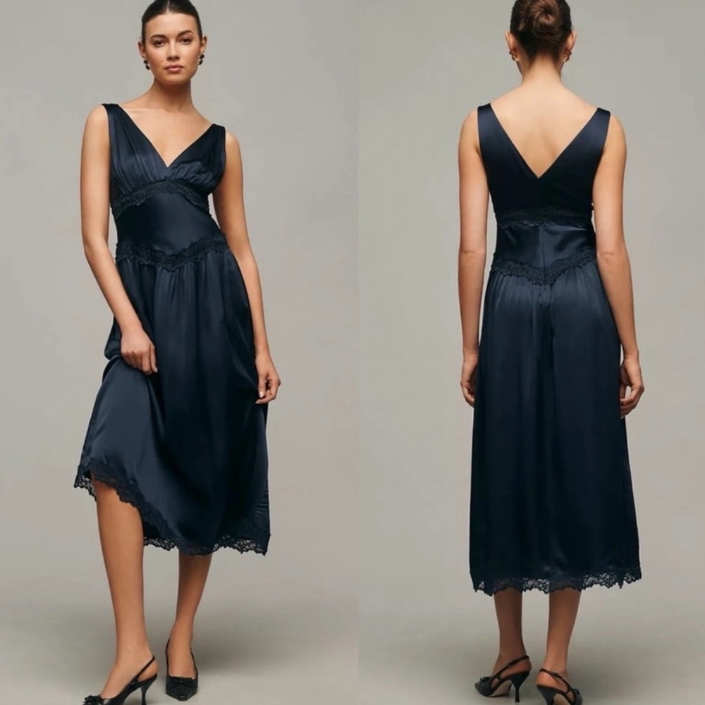 Reformation Stasia Lace Silk Midi Dress Size 6